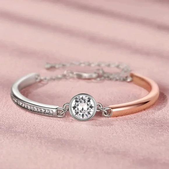 18K Rose Gold Plated Bracelets for Women with Cubic Zirconia 2.5cm CZ, Size 7 " - Picture 2 of 7